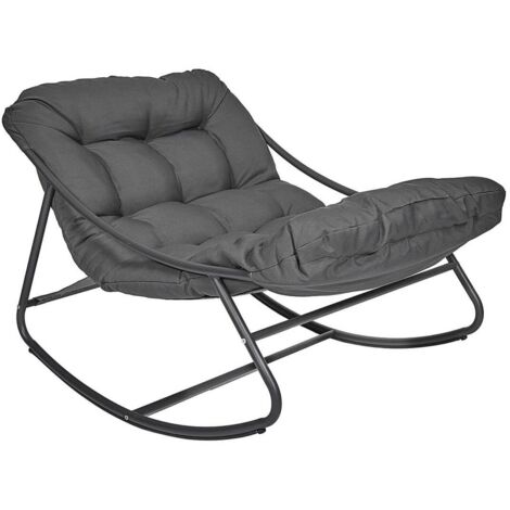 Altobuy – Fauteuil à bascule en métal et textilène gris – Coussin polyester – Dimensions 108x78xH71,5cm – Pour intérieur et extérieur