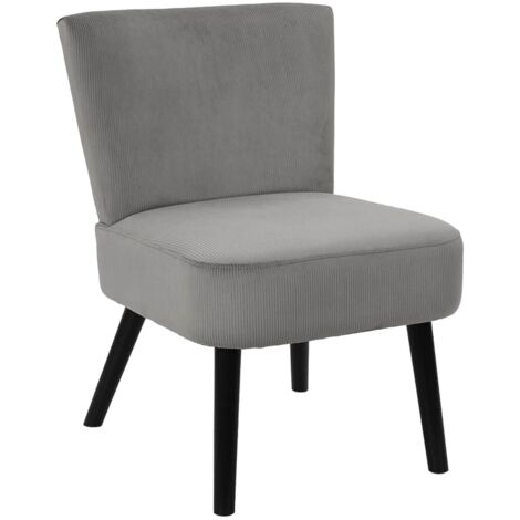 Altobuy – Fauteuil crapaud en velours côtelé gris – Design moderne – Rembourrage mousse polyuréthane – Dimensions 55x63x76 cm