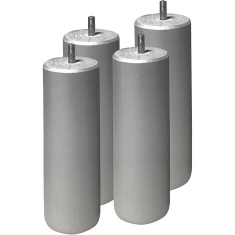 Altobuy – Jeu de 4 pieds 20 cm en hêtre massif gris argent – Finition laquée – Compatible sommiers tapissiers AltoBox, AltoFlex, AltoDéco