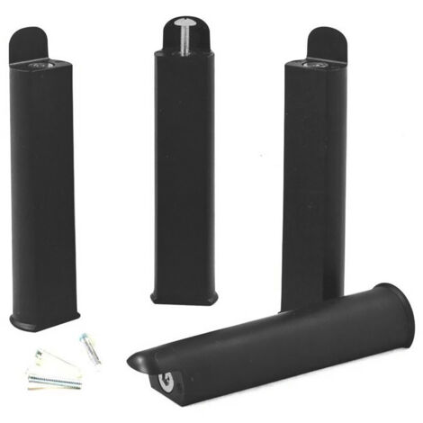 Altobuy – Jeu de 4 pieds 22 cm en polypropylène noirs – Compatible cadre à lattes – Installation facile avec vis fournies