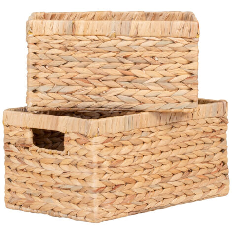 Altobuy – Lot de 2 panières rectangulaires en jacinthe d'eau – Dimensions : 30x20x16cm et 35x24x18cm – Rangement naturel et esthétique