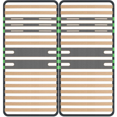 Altobuy – Lot de 2 sommiers 80x200 cm – 16 lattes en bouleau multiplis – Structure métal laqué noir – Zones différenciées pour confort optimal