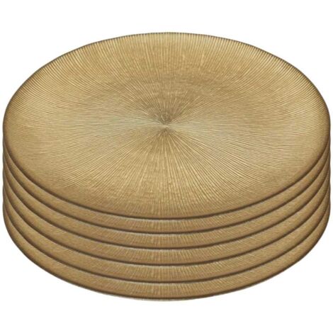 Altobuy – Lot de 6 assiettes en verre doré Ø21cm – Résistantes et durables – Compatible lave-vaisselle – Pour repas élégants