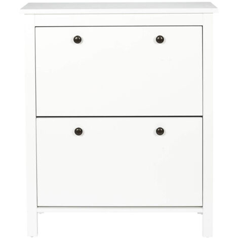 Altobuy – Meuble à chaussures 2 portes blanc – Dimensions 78 x 24,5 x H92 cm – Structure panneaux de particules – Pour 12 paires de chaussures