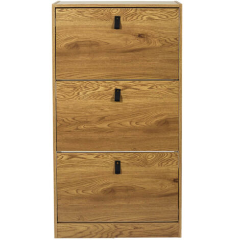 Altobuy – Meuble à chaussures 3 portes – Dimensions 63x24x117 cm – Structure panneaux de particules – Revêtement effet bois décoratif