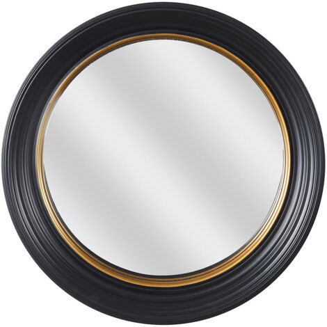 Altobuy – Miroir convexe rond noir et or Ø40,5 cm – Verre grossissant – Polystyrène et fer – Élément décoratif pour intérieur