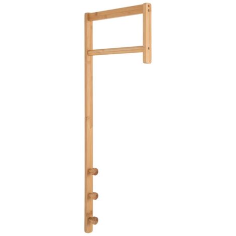 Altobuy – Portant mural en bambou massif – Dimensions 3 x 30 x H82 cm – Penderie et patères pour rangement vêtements – Fixation verticale/horizontale