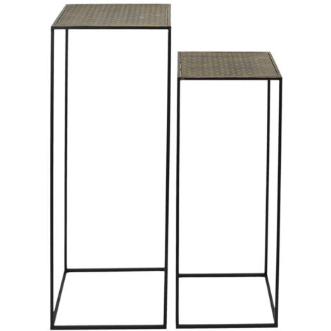 Altobuy – Sellettes gigognes en métal texturé aspect or vieilli – Dimensions 34x34xH90cm et 30x30xH75cm – Livré monté pour décoration intérieure