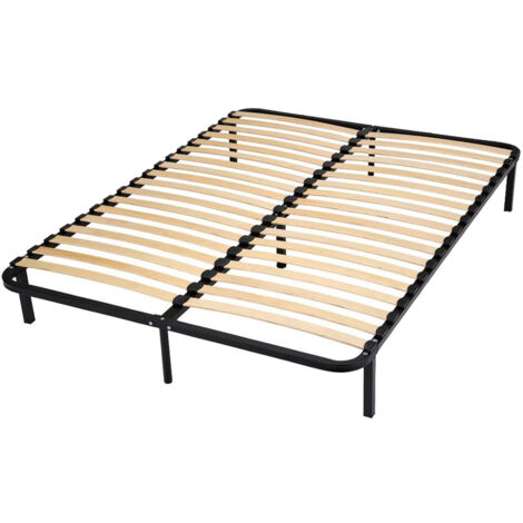 Altobuy – Sommier démontable 160x200 cm – 2x18 lattes en bouleau multiplis – Structure métal laqué noir – Coins arrondis pour sécurité