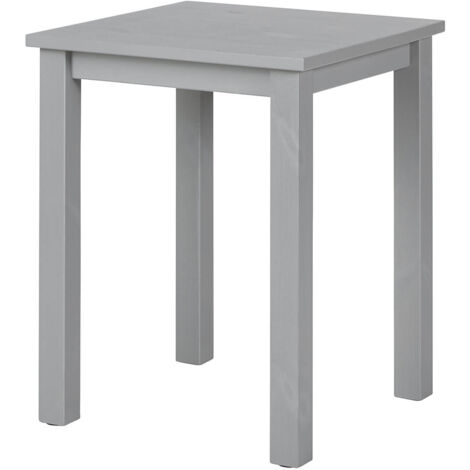 Altobuy – Table d'appoint carrée en pin massif vernis gris – Dimensions 45x45xH55 cm – Finition transparente pour veinage naturel