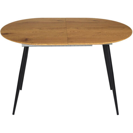 Altobuy – Table extensible scandinave 120-160 cm – MDF aspect bois – Piétement métallique noir – 80 cm de large – Pour 6 personnes