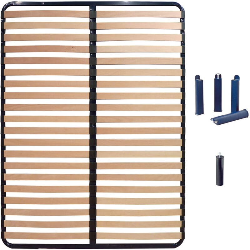 Altolattes - Pack Sommier 2x20 Lattes 130x190cm + Pieds bleus + Pied central