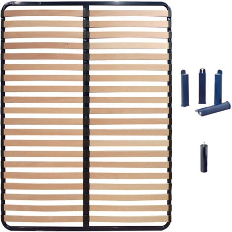 Altolattes - Pack Sommier 2x20 Lattes 140x190cm + Pieds bleus + Pied central
