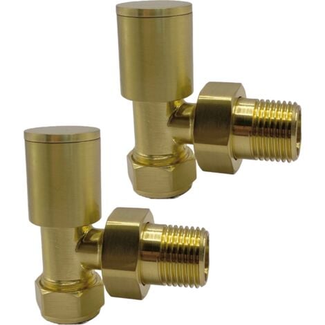 Alton Angled Brushed Brass Valves 1/2" /15mm Radiator valves Solid Brass