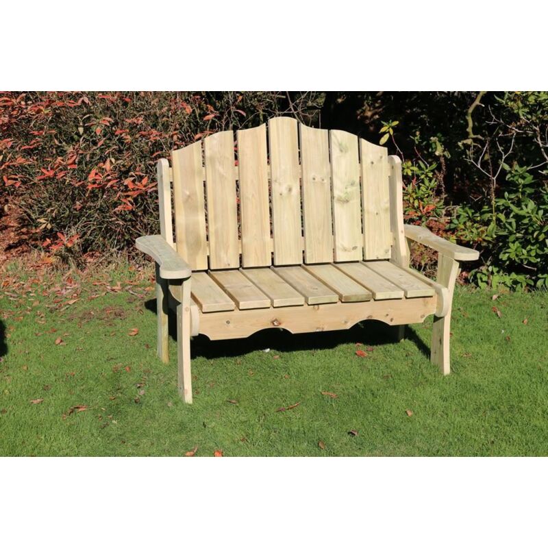Churnet Valley - Alton Manor Wooden Bench Garden Seat - L70 x W150 x H100 cm - Partially Assembled