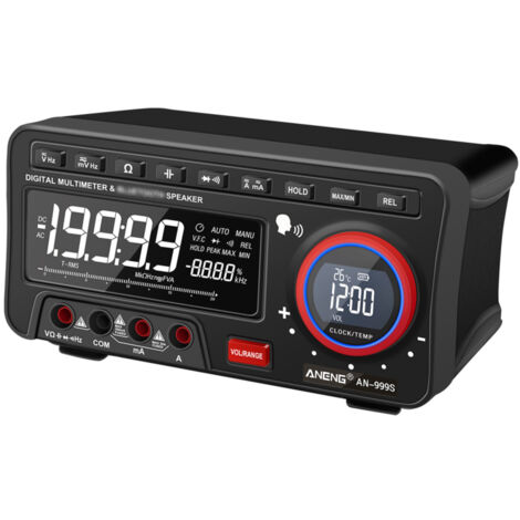 Altoparlante Bluetooth 2 in 1 e multimetro da banco, 19999 conteggi True-RMS, trasmissione vocale, selezione automatica portata, test continuità amp-volt-ohm-capacità