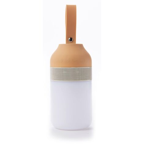 Altoparlante Bluetooth con Lampada LED 7,6x7,6x1,5 cm in Plastica Bianco Panna