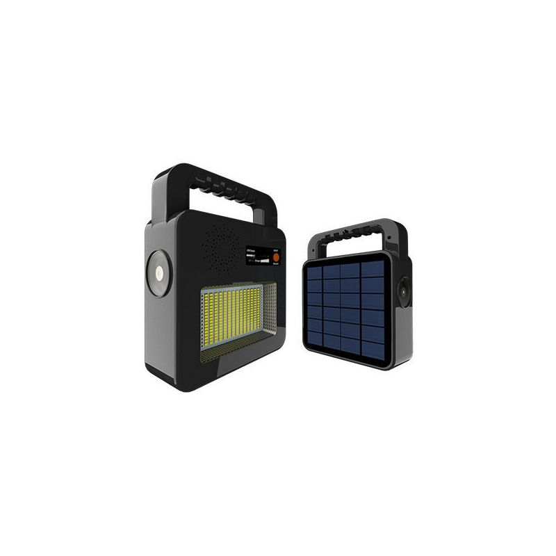 Image of Optonica - Altoparlante portatile Bluetooth solare + lampada - Nero