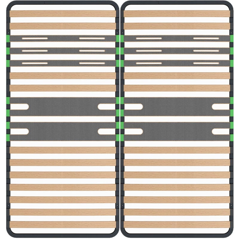 Altozone - Lot de 2 Sommiers 16 Lattes 80x200cm