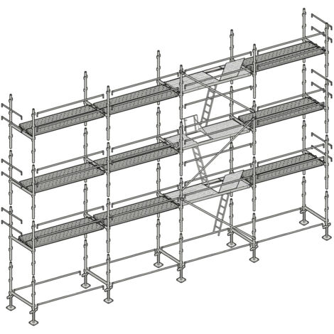 Altrad – Échafaudage façadier 104 m² – Longueur de travail 13 m – Hauteur de travail 8 m – Charge maximale 300 kg/m² – Largeur 0,80 m