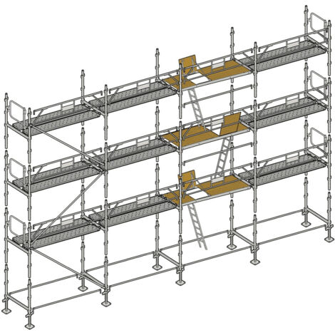 Altrad – Échafaudage façadier 104 m² – Longueur de travail 13 m – Hauteur de travail 8 m – Charge maximale 300 kg/m² – Largeur 0,80 m