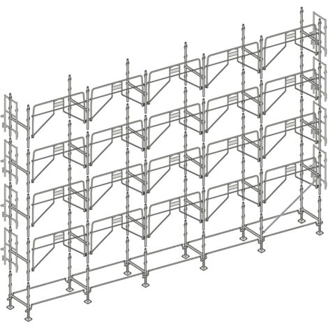 Altrad – Échafaudage façadier 160 m² – Longueur de travail 16 m – Hauteur de travail 10 m – Charge maximale 300 kg/m² – Largeur 0,80 m