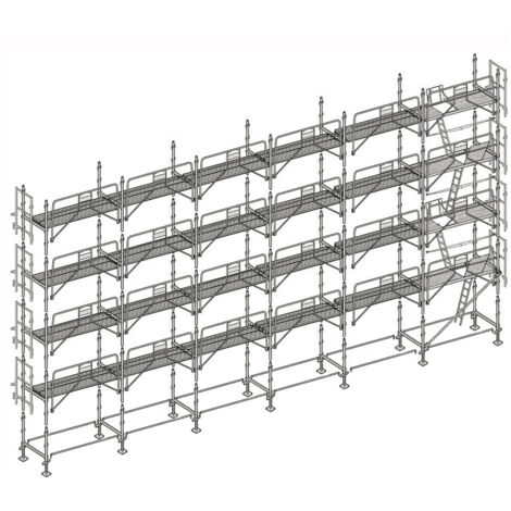 Altrad – Échafaudage façadier 190 m² – Hauteur de travail 10 m – Charge maximale 300 kg/m² – Largeur 0,80 m – Montage rapide et sécurisé