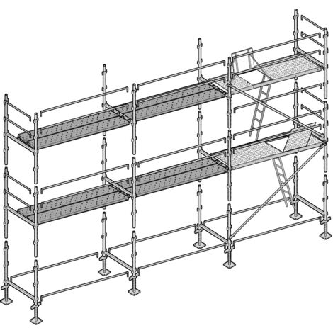 Altrad – Échafaudage façadier 60 m² – Largeur 0,80 m – Longueur de travail 10 m – Hauteur de travail 6 m – Charge maximale 300 kg/m²