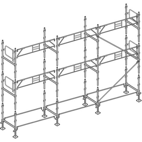 Altrad – Échafaudage façadier 60 m² – Hauteur de travail 6 m – Charge maximale 300 kg/m² – Longueur de travail 10 m – Largeur 0,80 m
