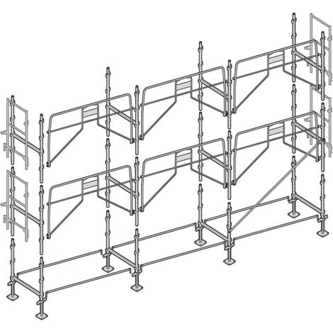Altrad – Échafaudage façadier 60 m² – Hauteur de travail 6 m – Longueur 10 m – Charge maximale 300 kg/m² – Fabrication française