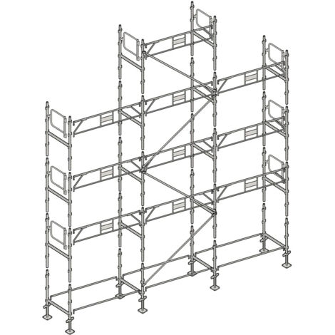 Altrad – Échafaudage façadier 88 m² – Largeur 0,80 m – Longueur de travail 10 m – Hauteur de travail 10 m – Charge maximale 300 kg/m²