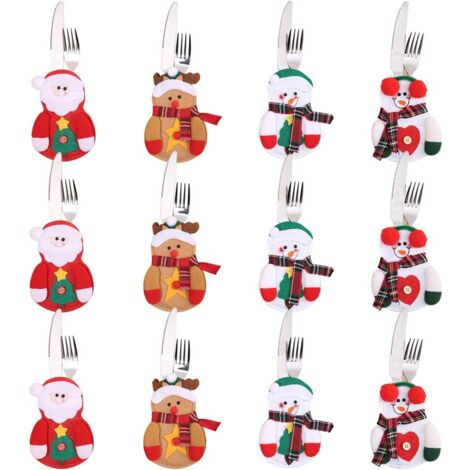 Altre decorazioni per Natale 12 pezzi Portaposate natalizie Decorazione per la tavola di Natale Pupazzo di neve Decorazione per la tavola di Natale Regali-RAPANDA