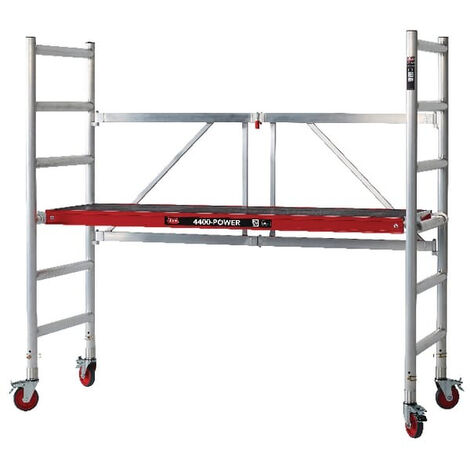 Altrex – Échafaudage pliant 6 échelons – Hauteur de travail max 7,80 m – Largeur 0,75 m – Roues avec double frein – 326002