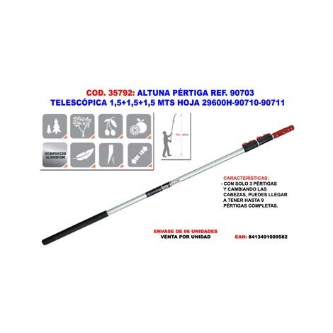 altuna pertiga 90703 telesc 1,5+1,5+1,5m para 29600h-90710-90711