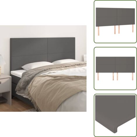 Altura ajustable - vidaXL Cabecero de cama gris 160x5x118/128 cm piel sintética - Cabecero de cama