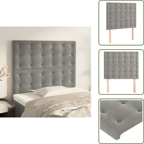 Altura ajustable - vidaXL Cabecero de cama gris claro 90x5x118/128 cm Terciopelo - Cabecero de cama gris claro