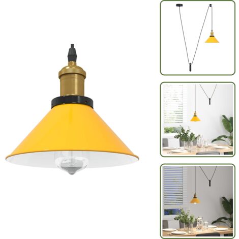 Altura ajustable - vidaXL Lámpara colgante regulable altura E27 amarillo brillante Ø 22cm - Luz brillante