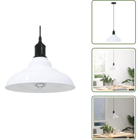 Altura ajustable - vidaXL Lámpara colgante regulable altura E27 blanco brillante Ø 31cm - Cocina