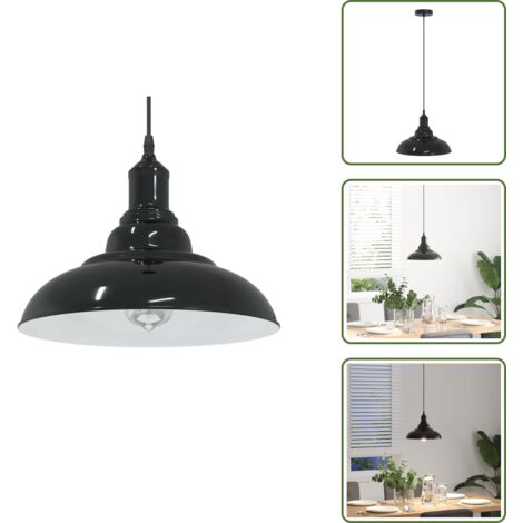 Altura ajustable - vidaXL Lámpara colgante regulable en altura E27 negro brillante Ø 31cm - Cocina