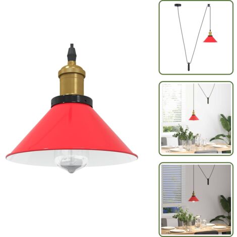 Altura ajustable - vidaXL Lámpara colgante regulable en altura E27 rojo brillante Ø 22cm - Luz decorativa