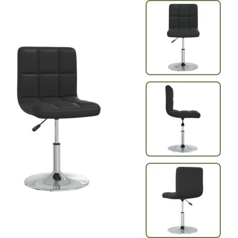 Altura ajustable - vidaXL Silla de comedor cuero sintético negra - Silla de comedor moderna