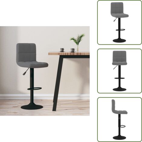 Altura ajustable - vidaXL Taburete de cocina de terciopelo gris oscuro - Reposapiés