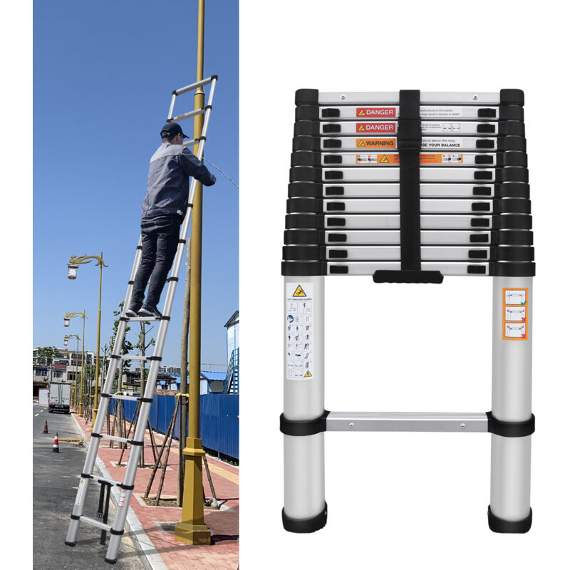 Image of Dayplus - Alu 5m Teleskopleiter Stehleiter Anlegeleiter Mehrzweckleiter Ladder Leiter diy