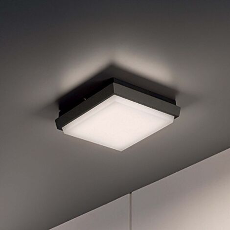 Alu Applique et Plafonnier en Aluminium Moulé Sous Pression Gris Foncé 10W LED IP54 3000K 1249 Lumens, Design Moderne Carré 17.5x17.5x4.5 cm