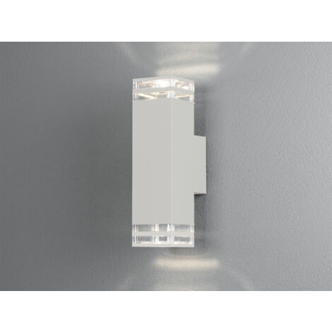 ALU Außenwandleuchte POLLUX Up and Down Weiß Effektstreifen IP44, Höhe27,5cm