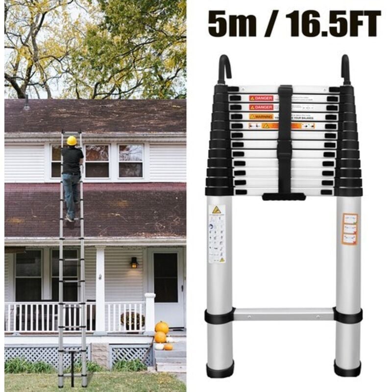 Alu échelle télescopique tige échelle connexion échelle échelle pliante 5m