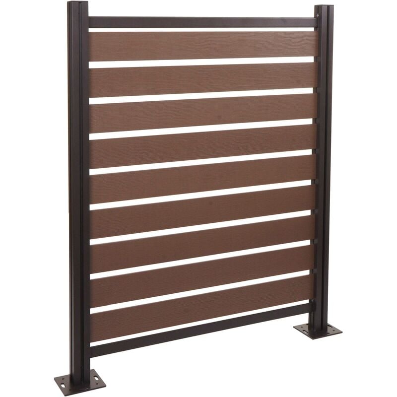 [JAMAIS UTILISÉ] Alu Clôture pour poubelles HHG-946, élément de base Cache-poubelle, aspect bois extensible 130x110x6cm, marron