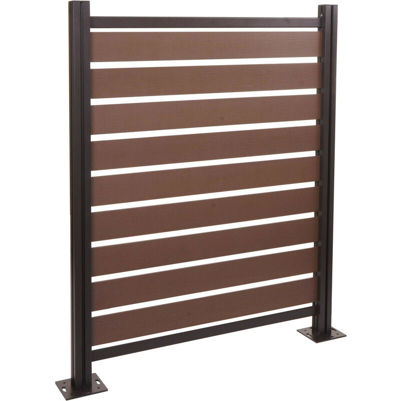 Alu Clôture pour poubelles HWC-K57 - élément de base habillage pour poubelles - aspect bois extensible 130x110x6cm - brun