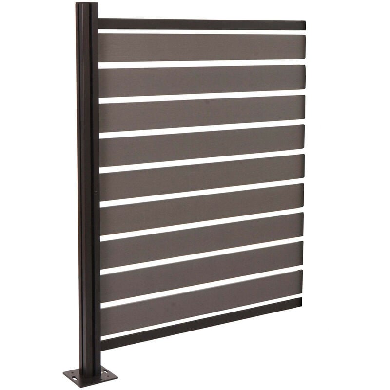 Alu clôtures pour poubelles HWC-K57 - élément d'extension habillage de poubelle - aspect bois extensible 130x100x6cm - gris