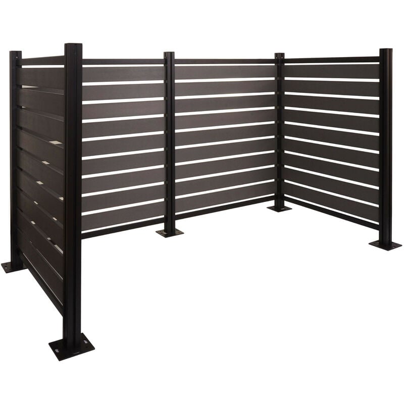 Alu clôtures pour poubelles HWC-K57 - habillage pour poubelles - aspect bois extensible 130x206x110cm - gris